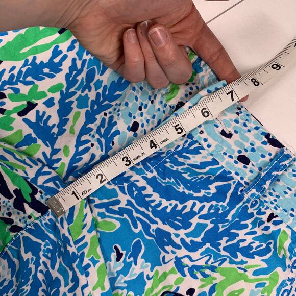 Lilly Pulitzer Shorts Womens 0 Blue Green Let’s Cha Cha Preppy Sea Monogram - Picture 9 of 12